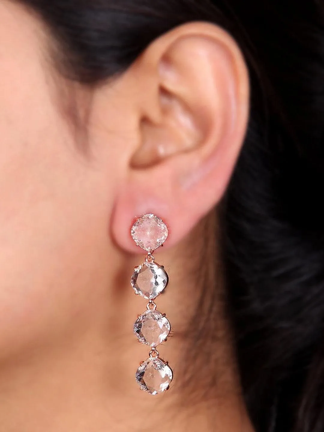 Embellish Long Earrings Rose Gold