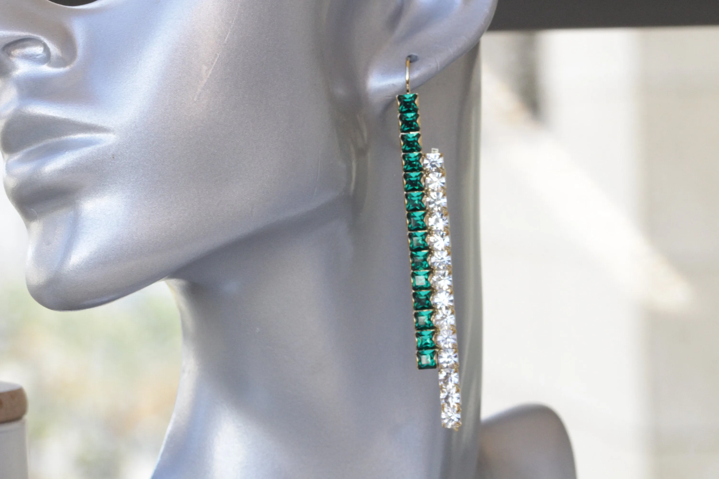 EMERALD BAR EARRINGS