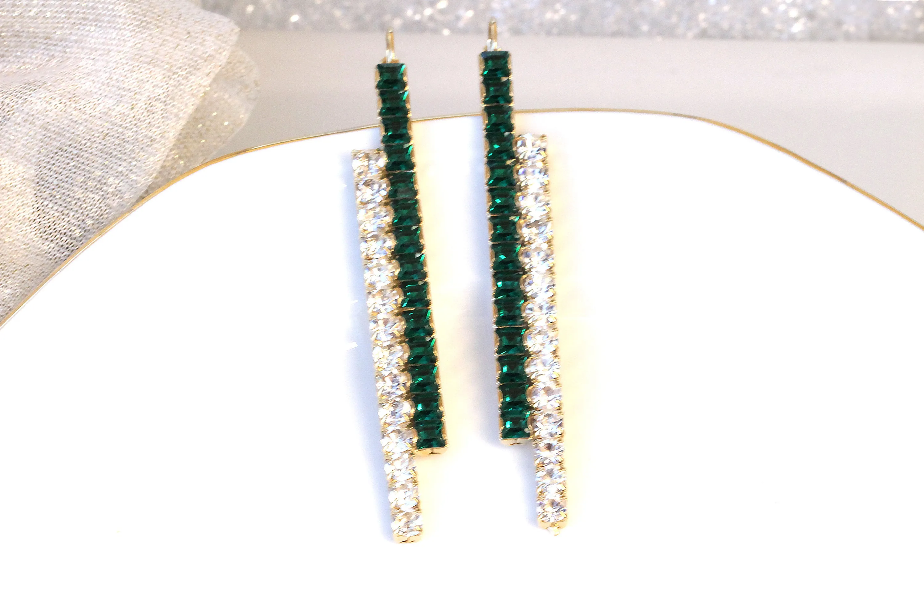 EMERALD BAR EARRINGS