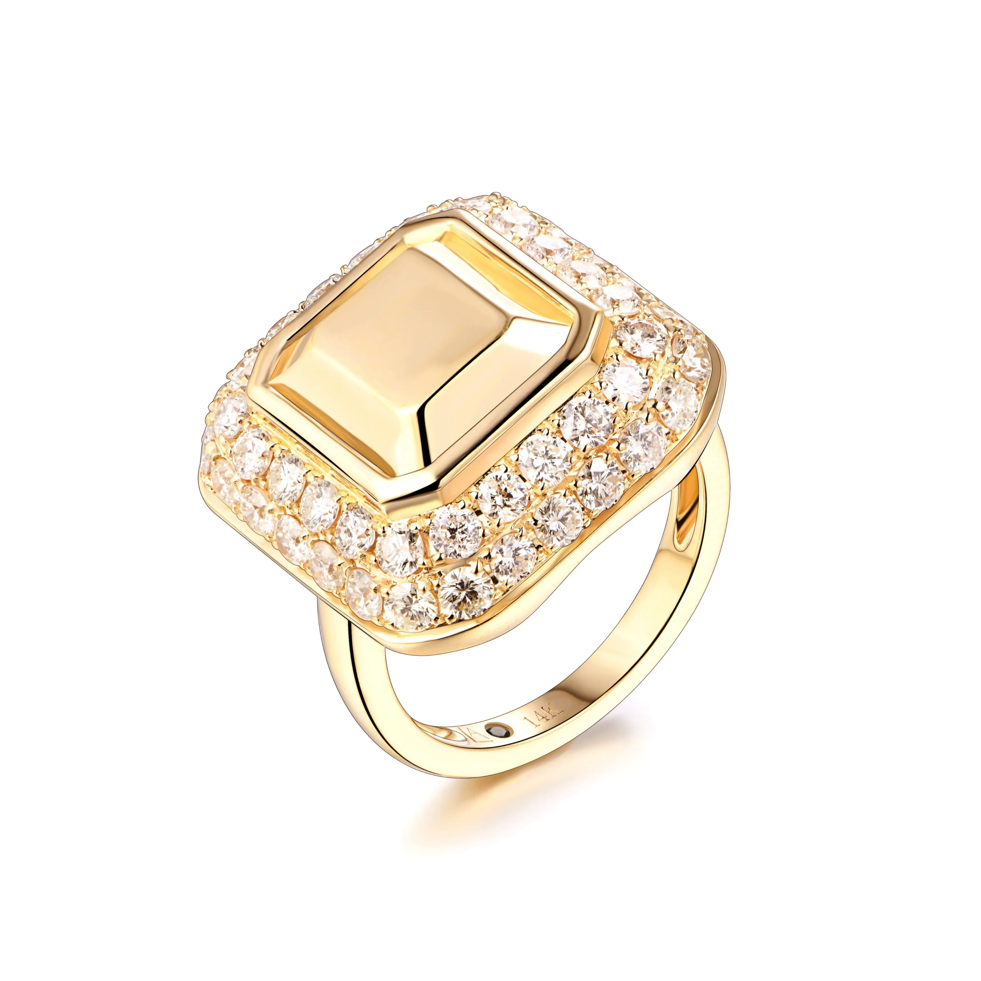 Emerald Cut Goldstone™ Diamond Cocktail Ring