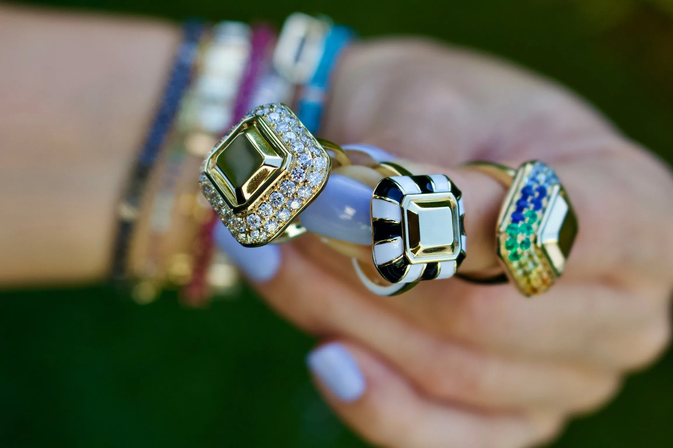 Emerald Cut Goldstone™ Diamond Cocktail Ring