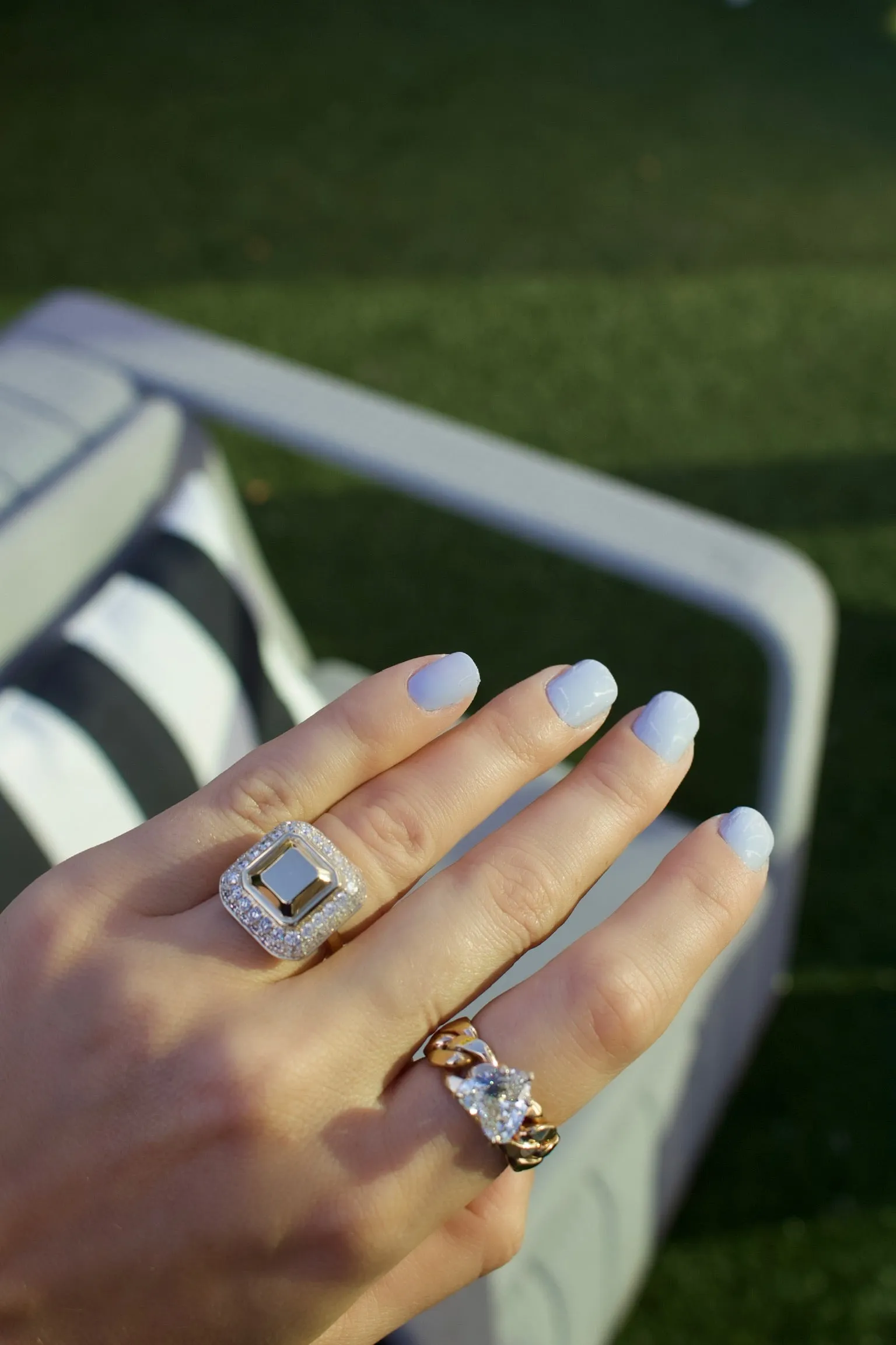 Emerald Cut Goldstone™ Diamond Cocktail Ring