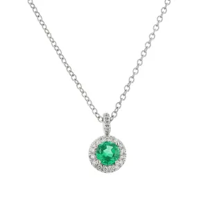 Emerald Halo Pendant Necklace