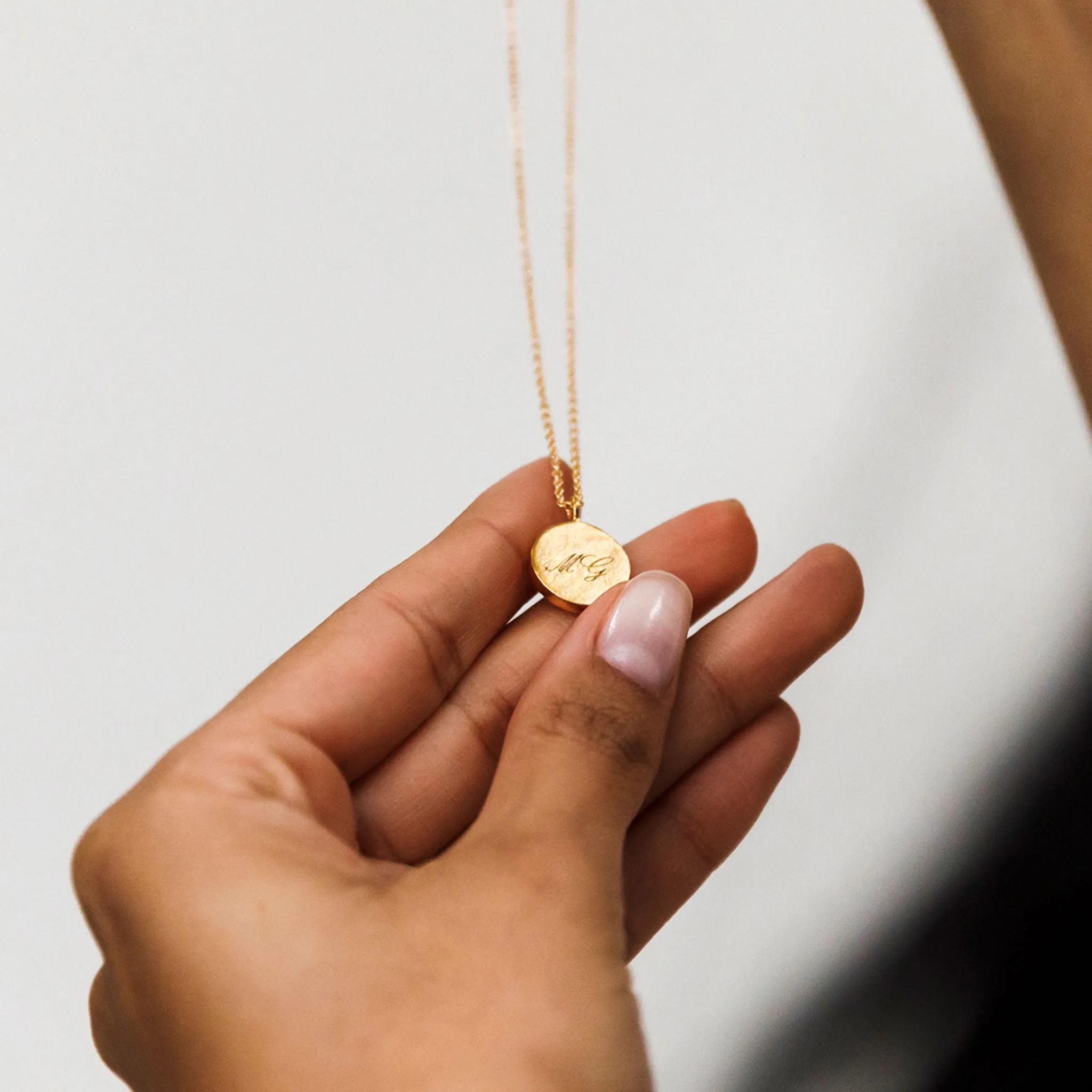 Engravable January Garnet Mini Sundial Birthstone Necklace