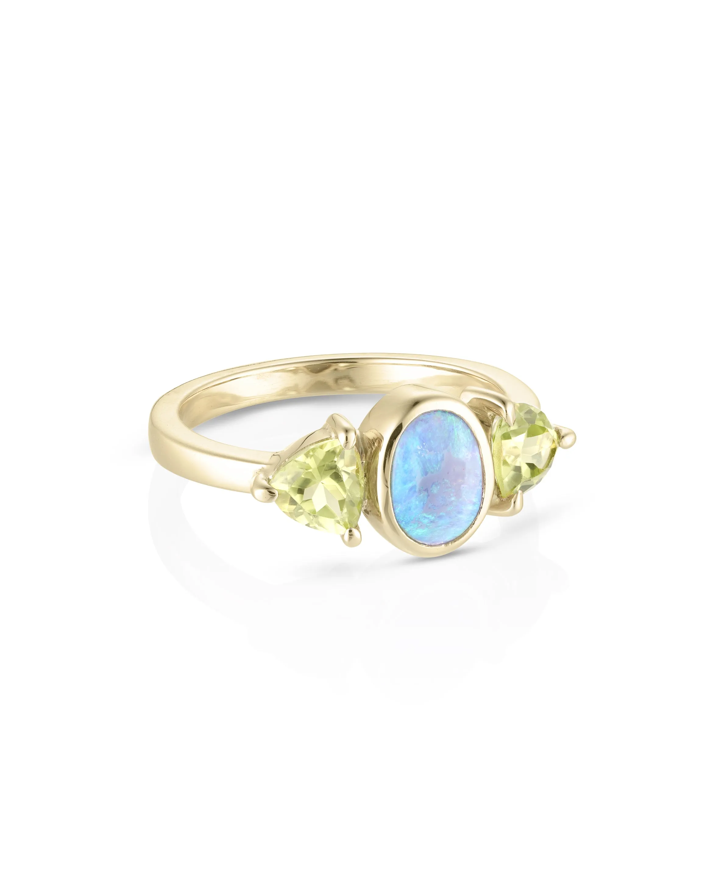 Envy Opal and Peridot 14K Yellow Gold Band