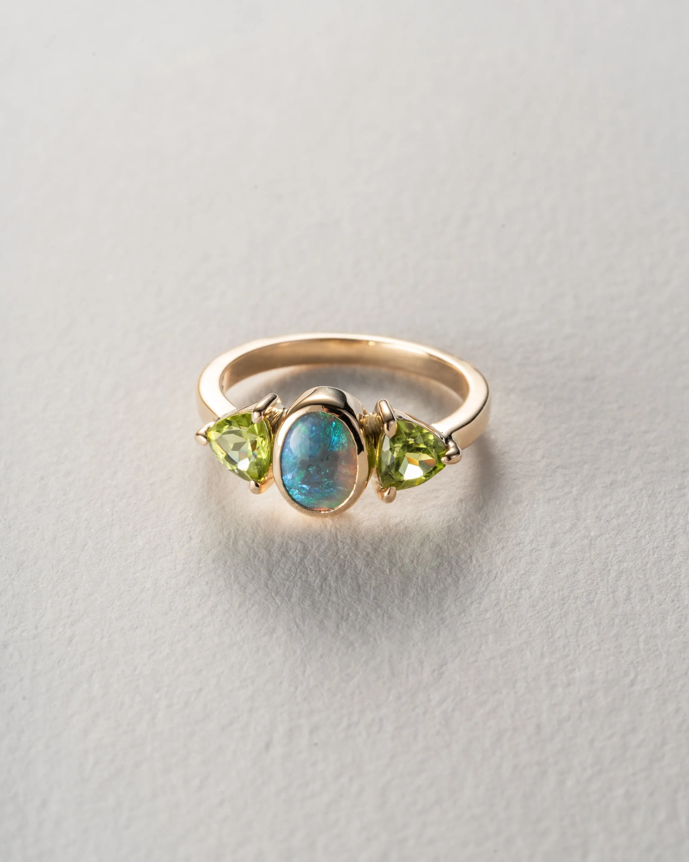 Envy Opal and Peridot 14K Yellow Gold Band