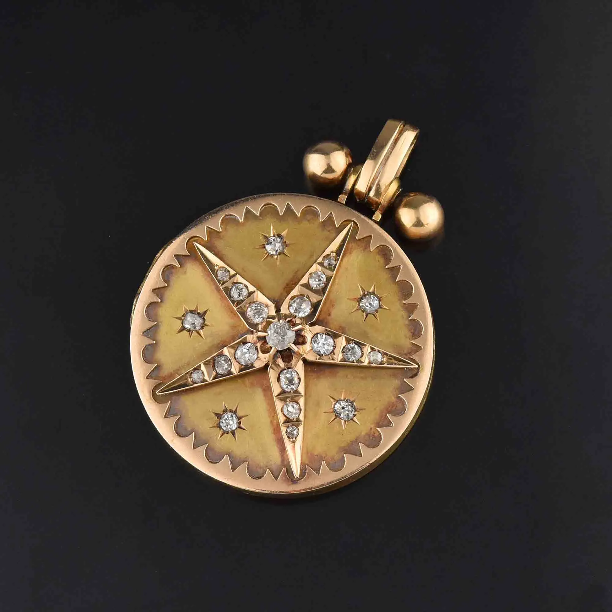 Exceptional Antique Victorian 14K Gold Diamond Star Locket