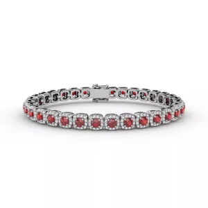 FANA Classic Cushion Cut Ruby and Diamond Bracelet B1490R