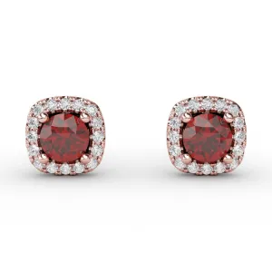 Fana Cushion Cut Ruby Stud Earrings