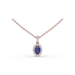 Fana Sapphire and Diamond Halo Necklace