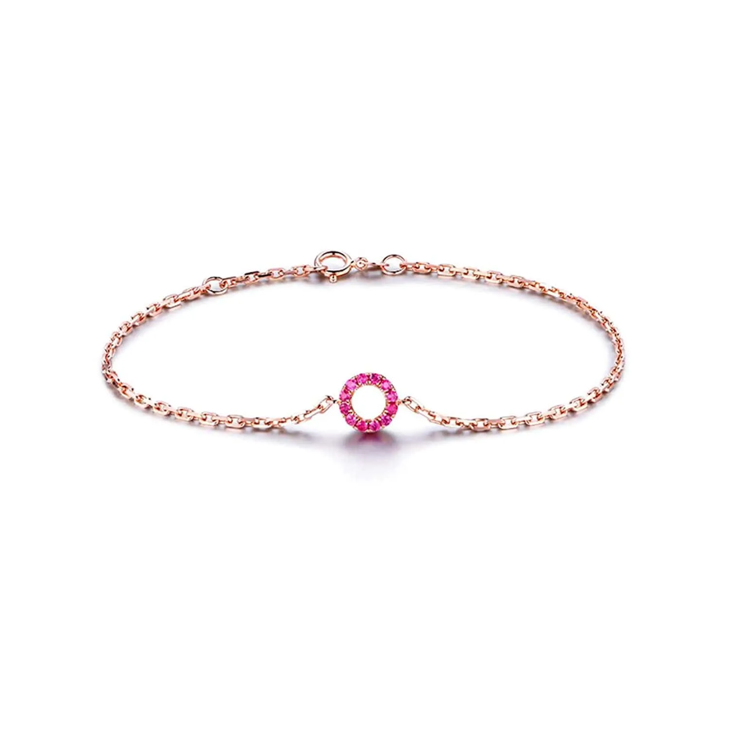 FANCIME Genuine Ruby 14K Solid Rose Gold Bracelet