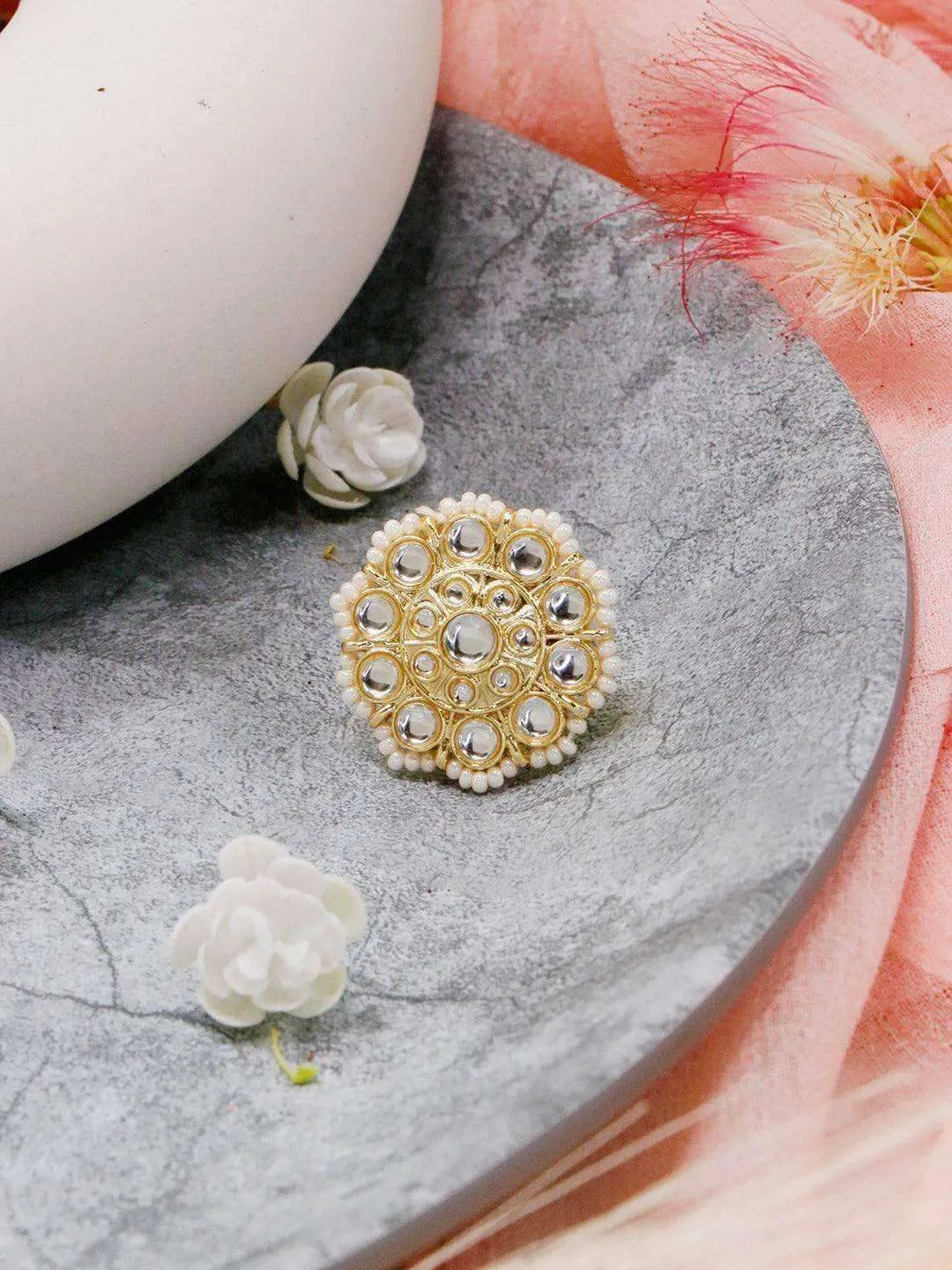 Floral Kundan Ring