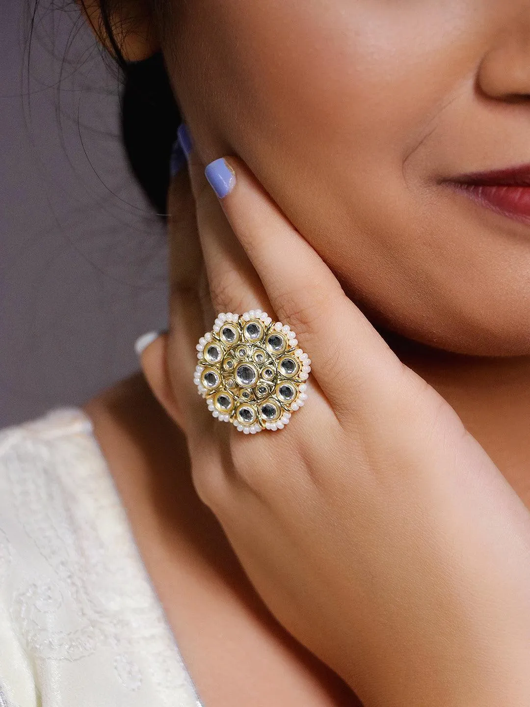 Floral Kundan Ring