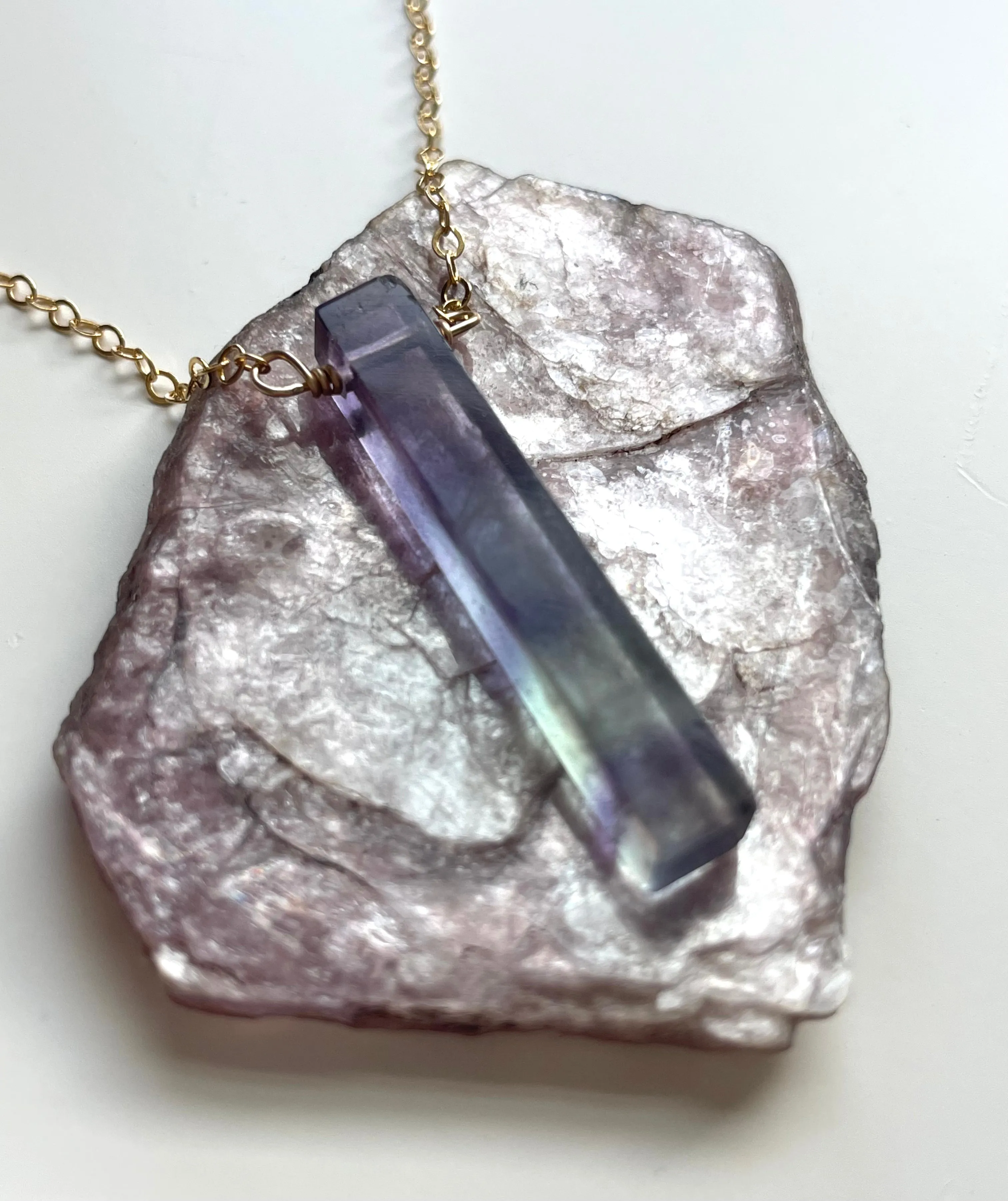 Fluorite Pendant Crystal Necklace