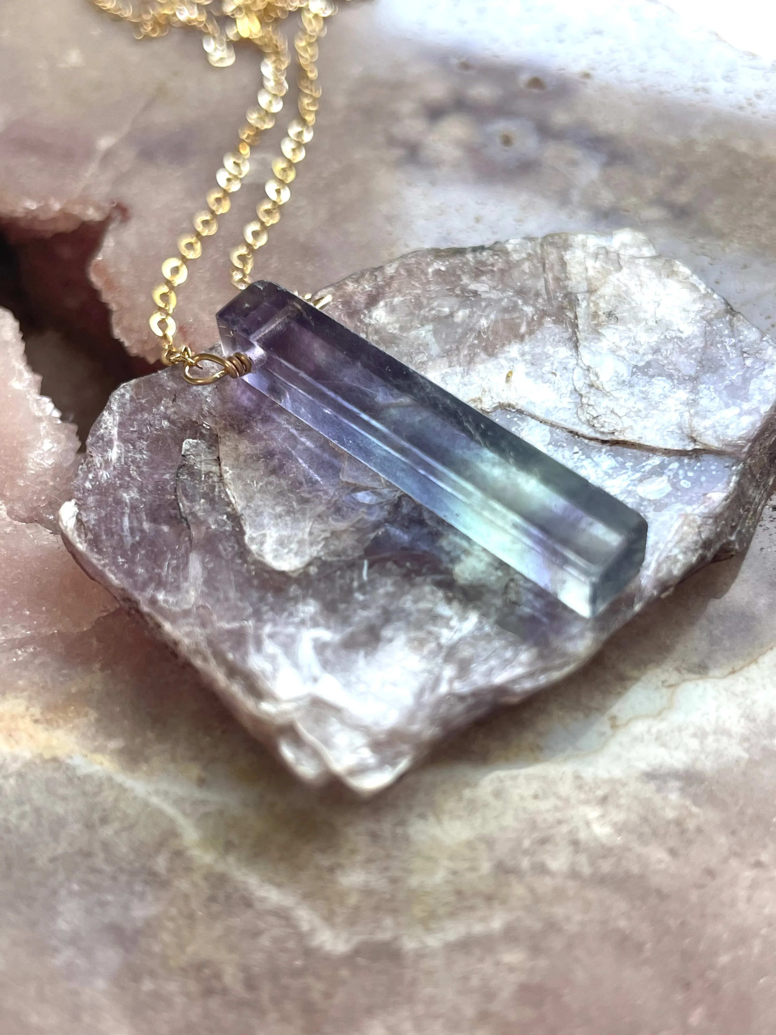 Fluorite Pendant Crystal Necklace