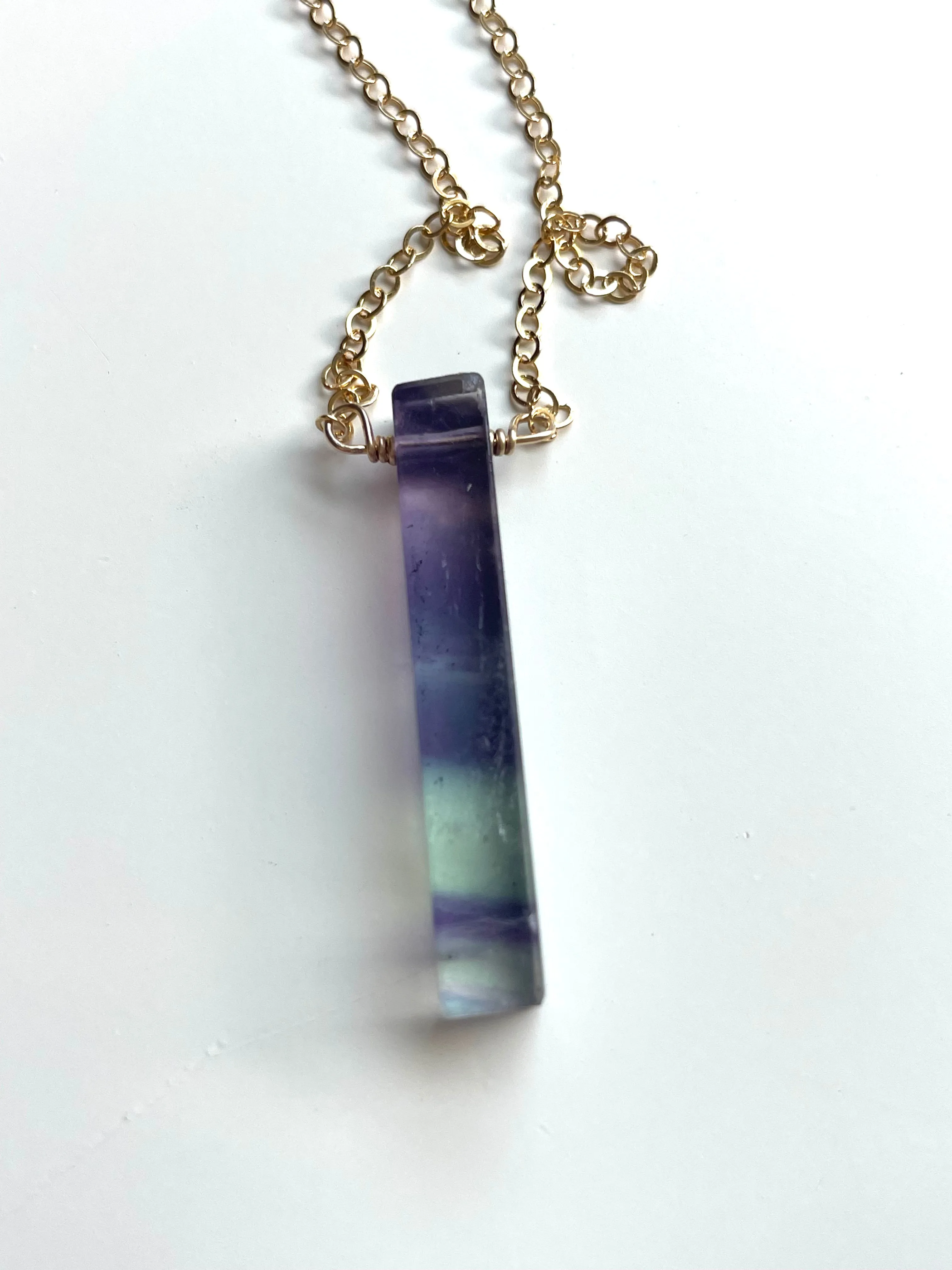 Fluorite Pendant Crystal Necklace