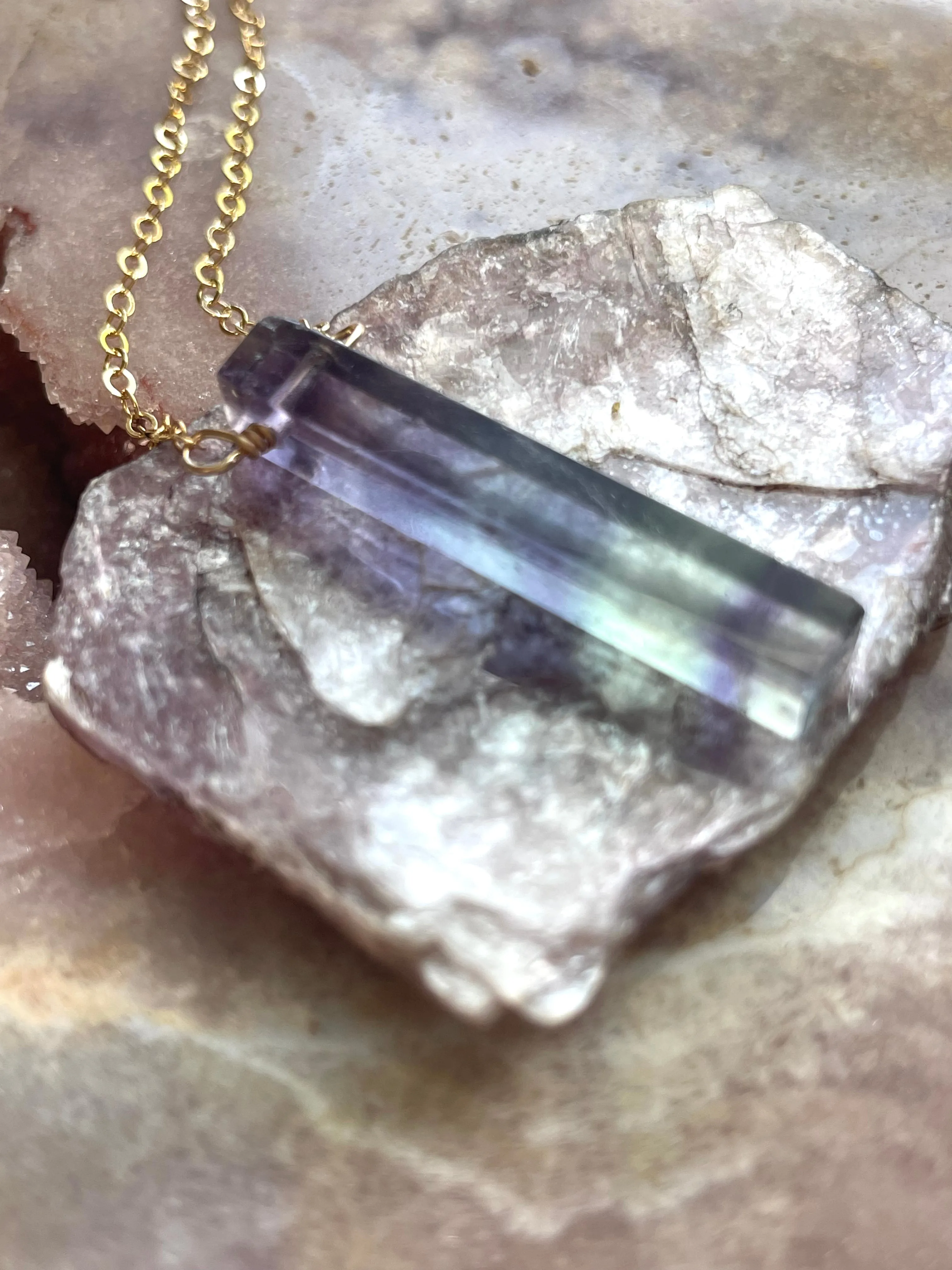 Fluorite Pendant Crystal Necklace