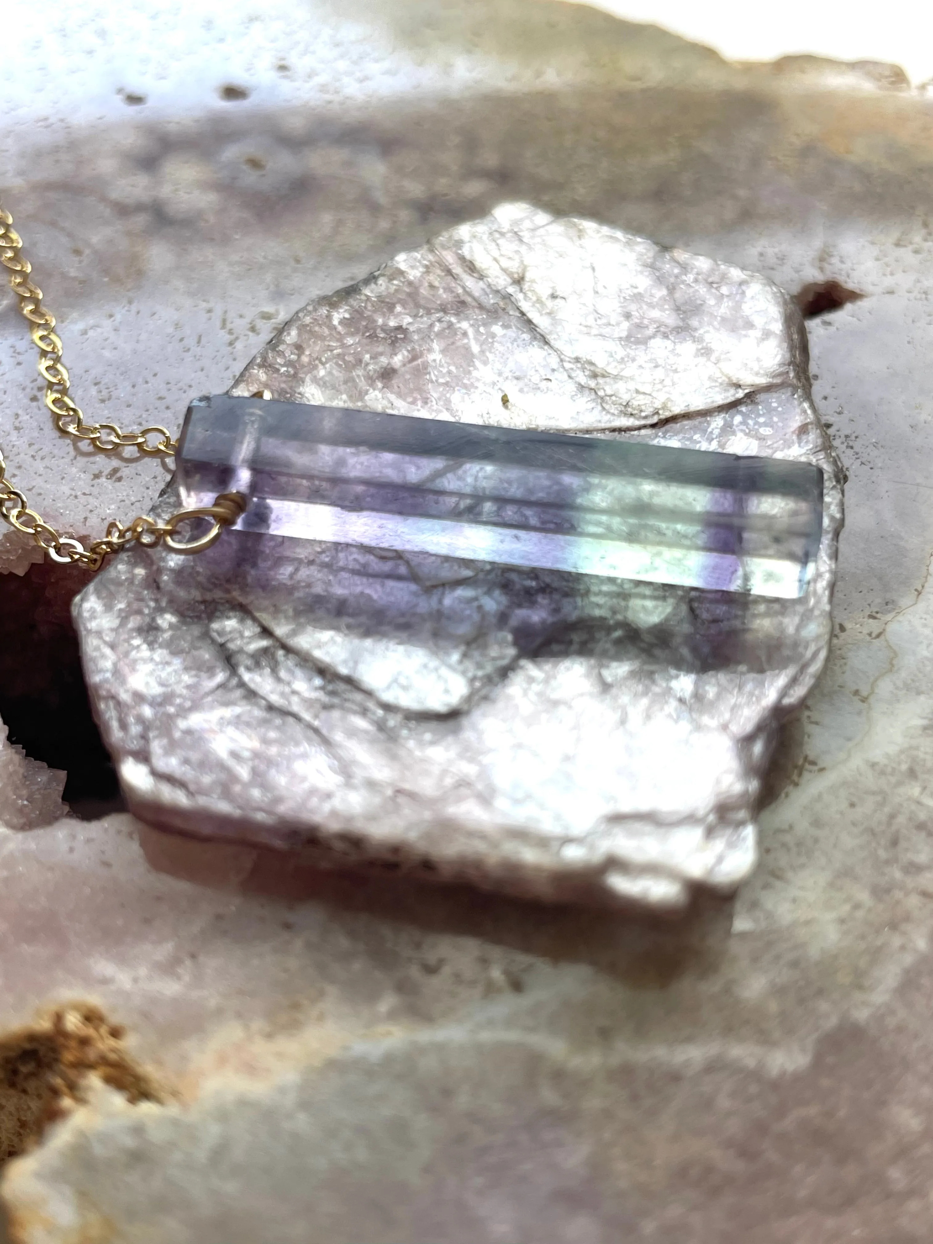 Fluorite Pendant Crystal Necklace