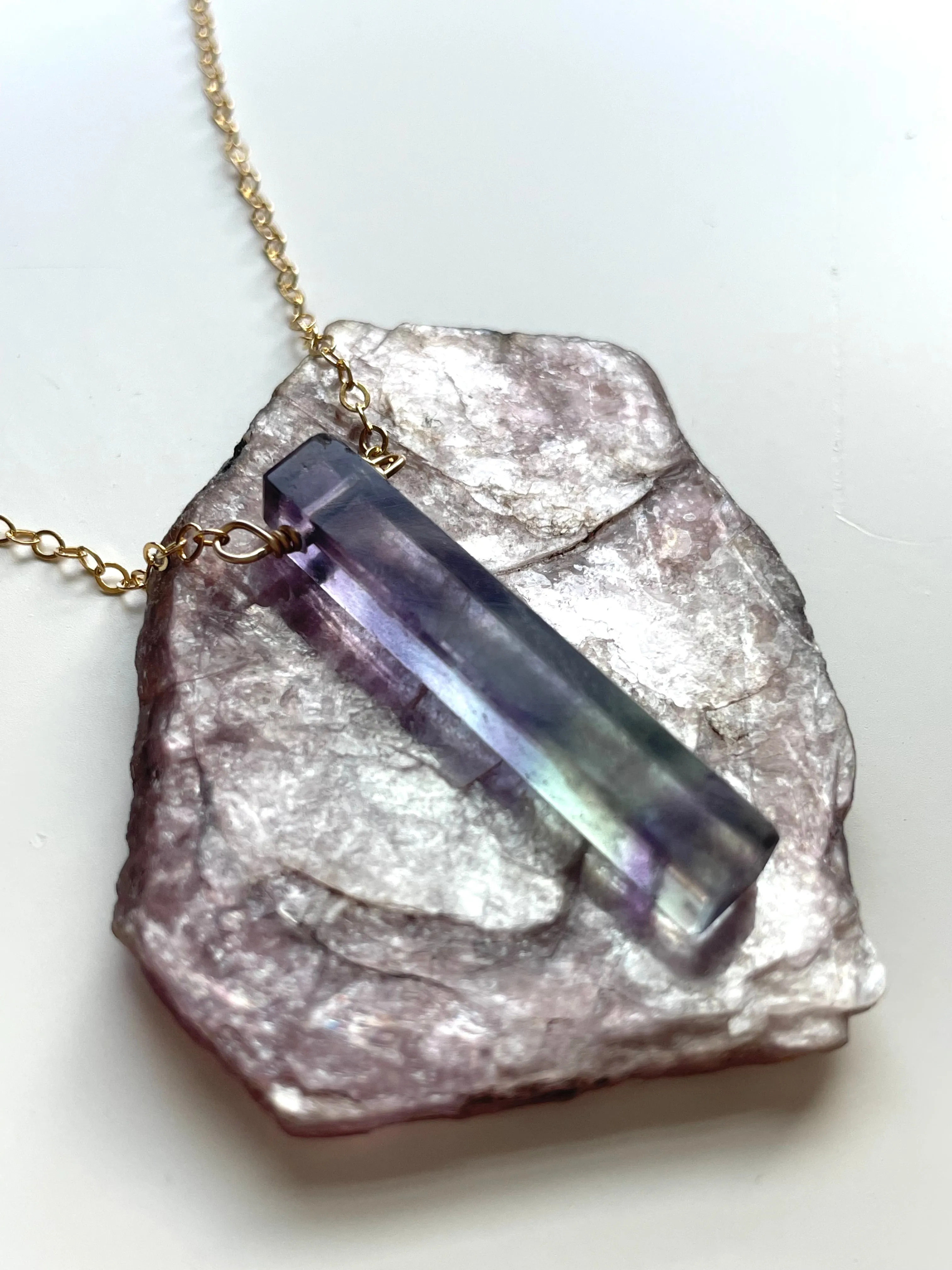 Fluorite Pendant Crystal Necklace