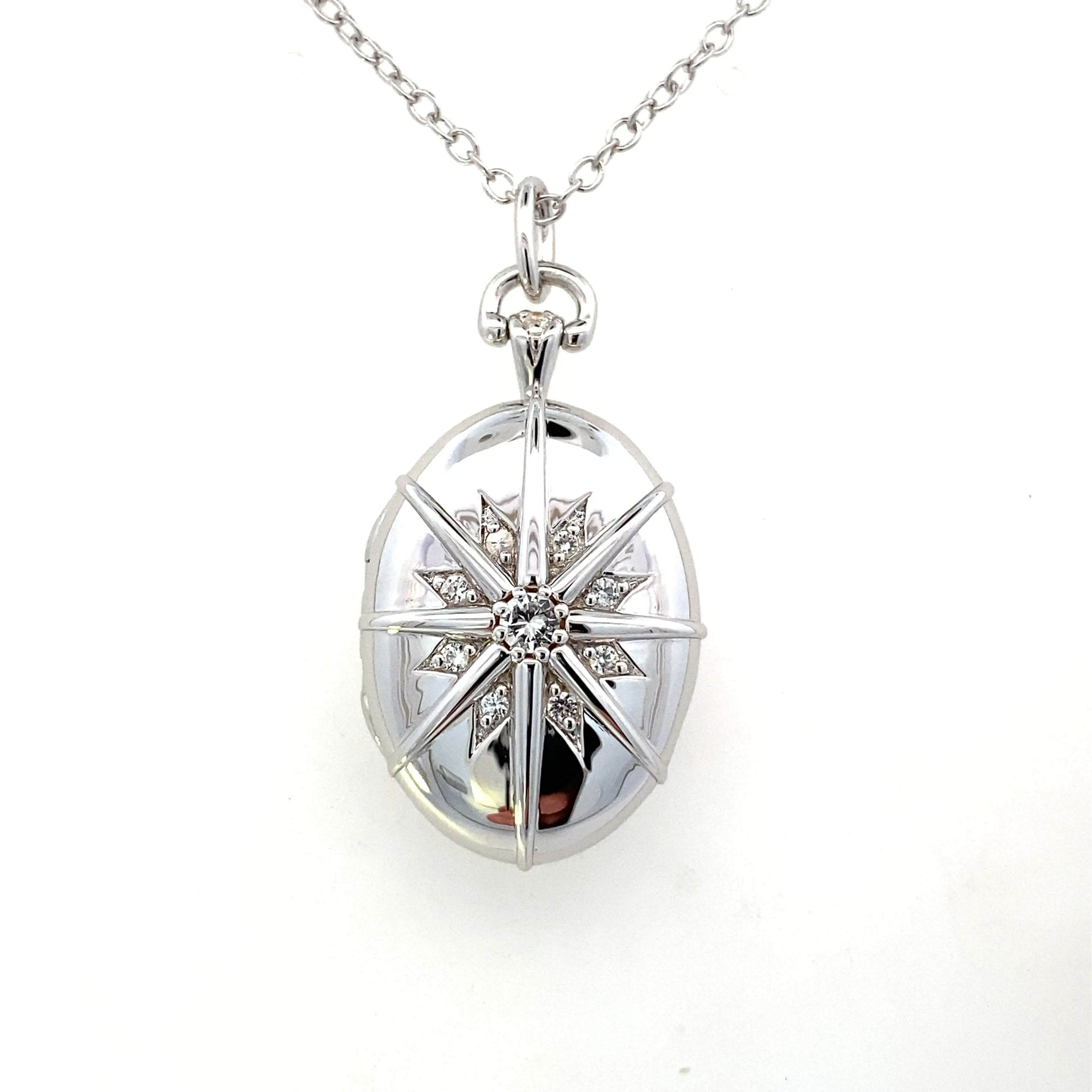 Four Image "Midi" Sterling Silver Star Burst Locket