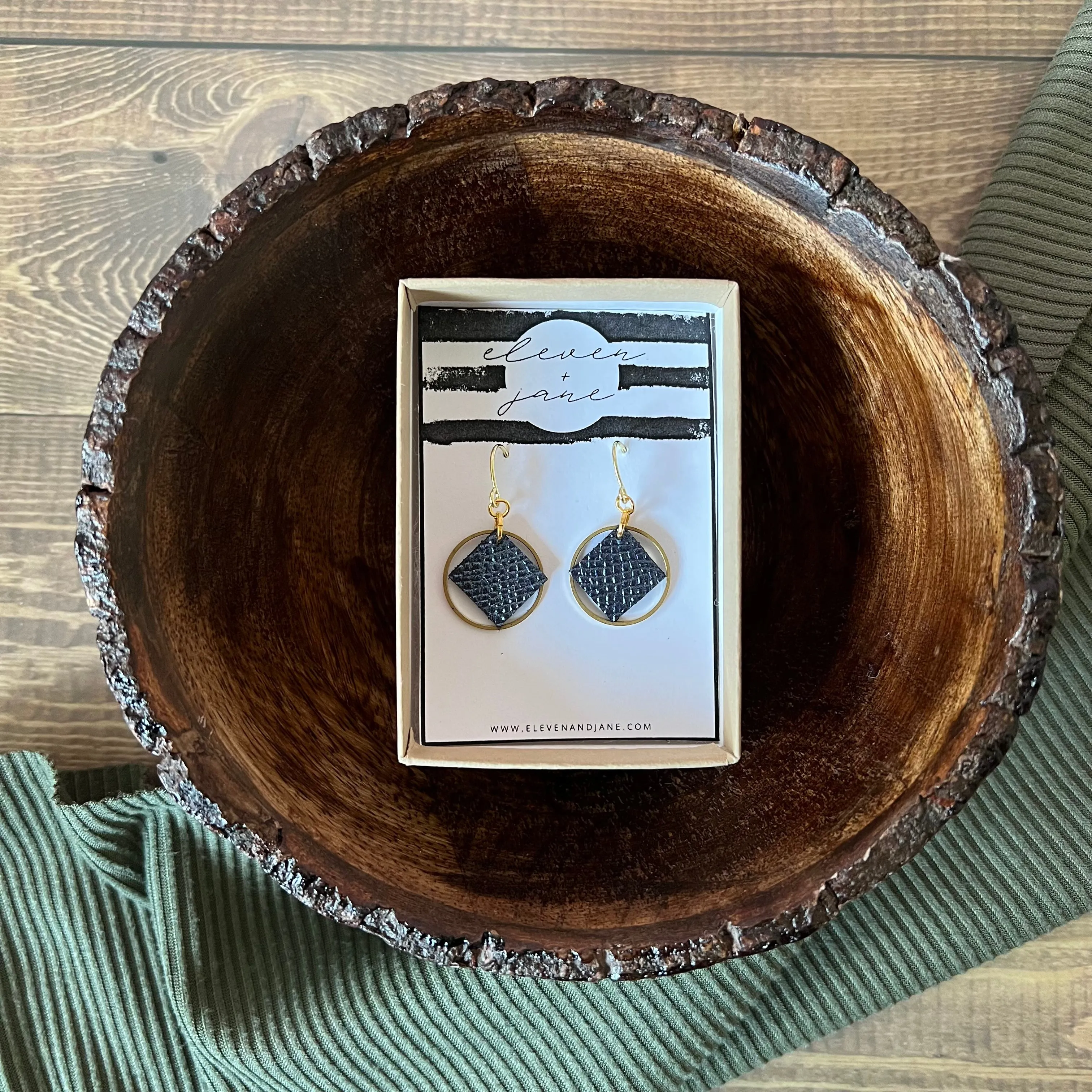 Four Square Leather Earrings