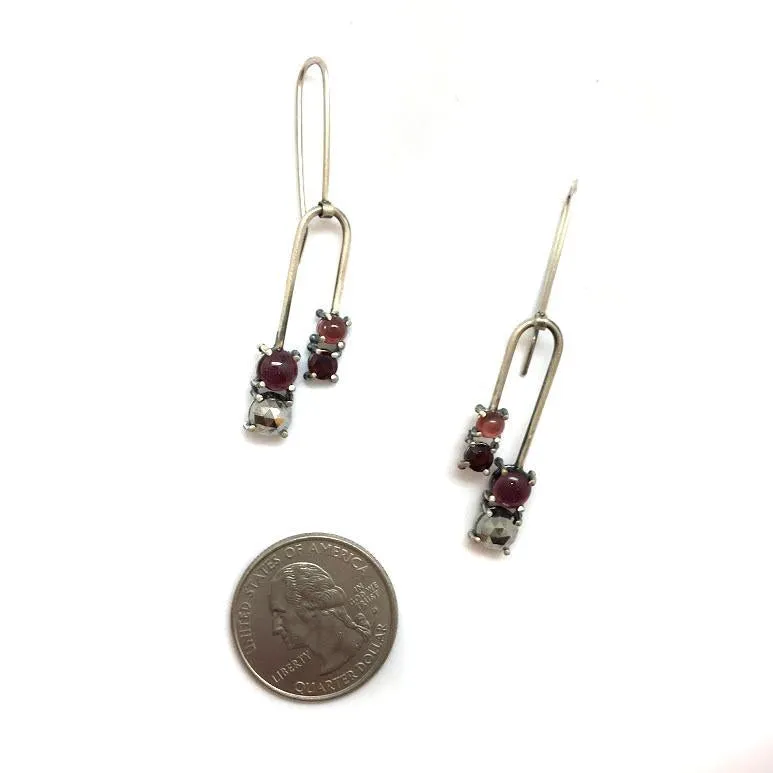 Four Stone Stirrup Earrings