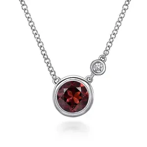 Gabriel & Co. Garnet and Diamond Sterling Silver Necklace