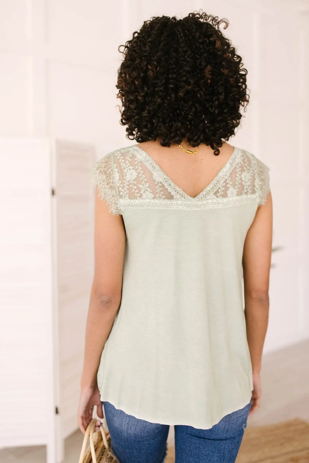 Garden and Lace Top in Sage