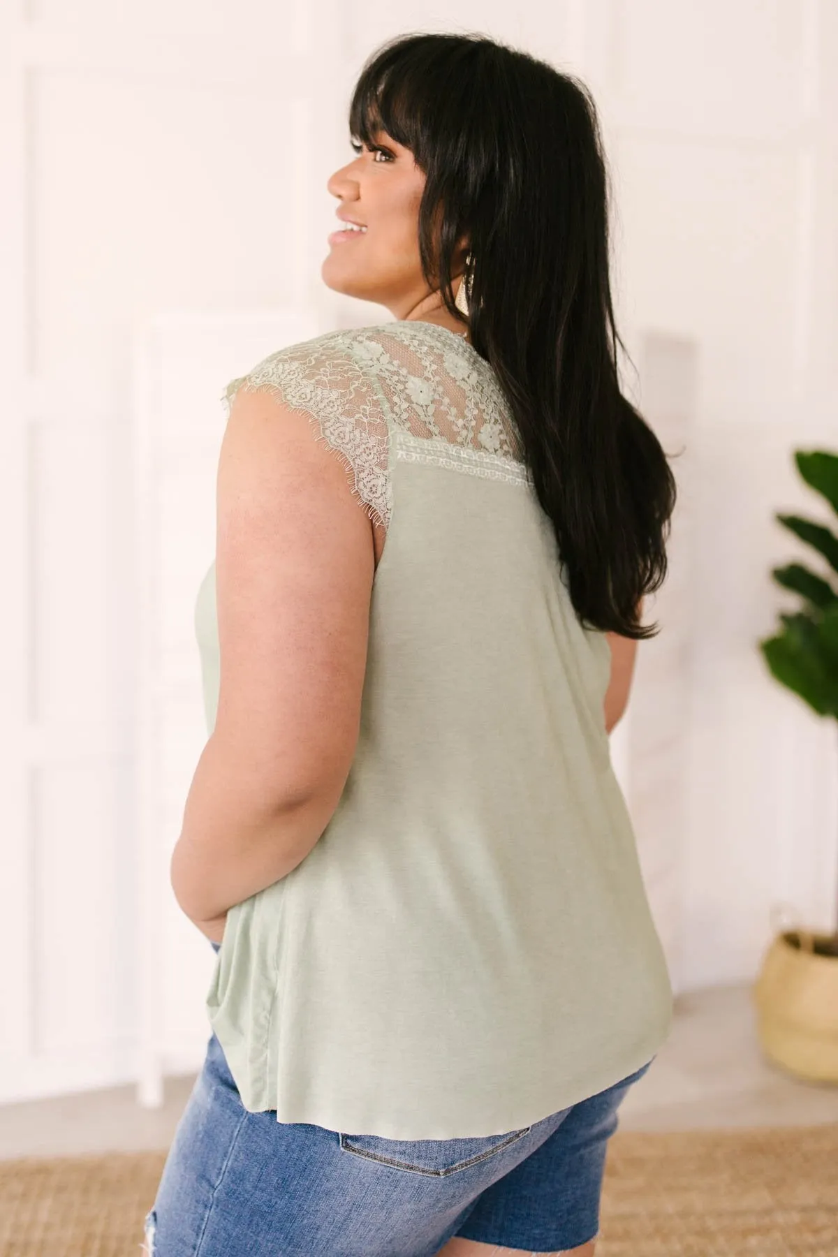 Garden and Lace Top in Sage