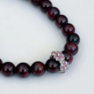 Garnet Bracelet With Floral Accents