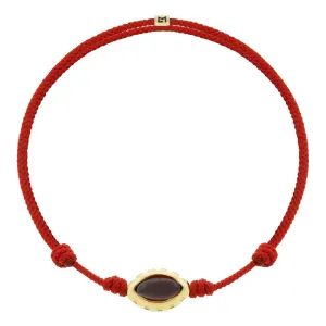 Garnet Eye of the Idol on Red Cord Bracelet