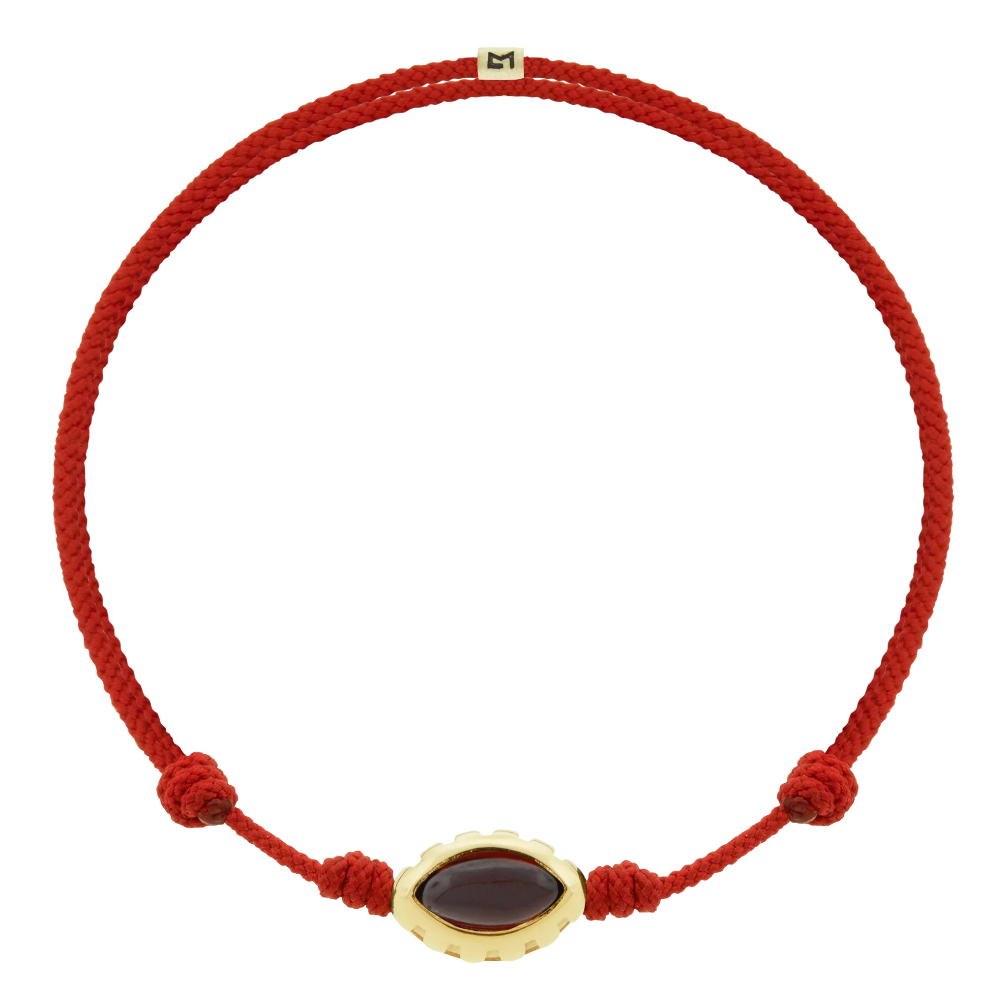 Garnet Eye of the Idol on Red Cord Bracelet