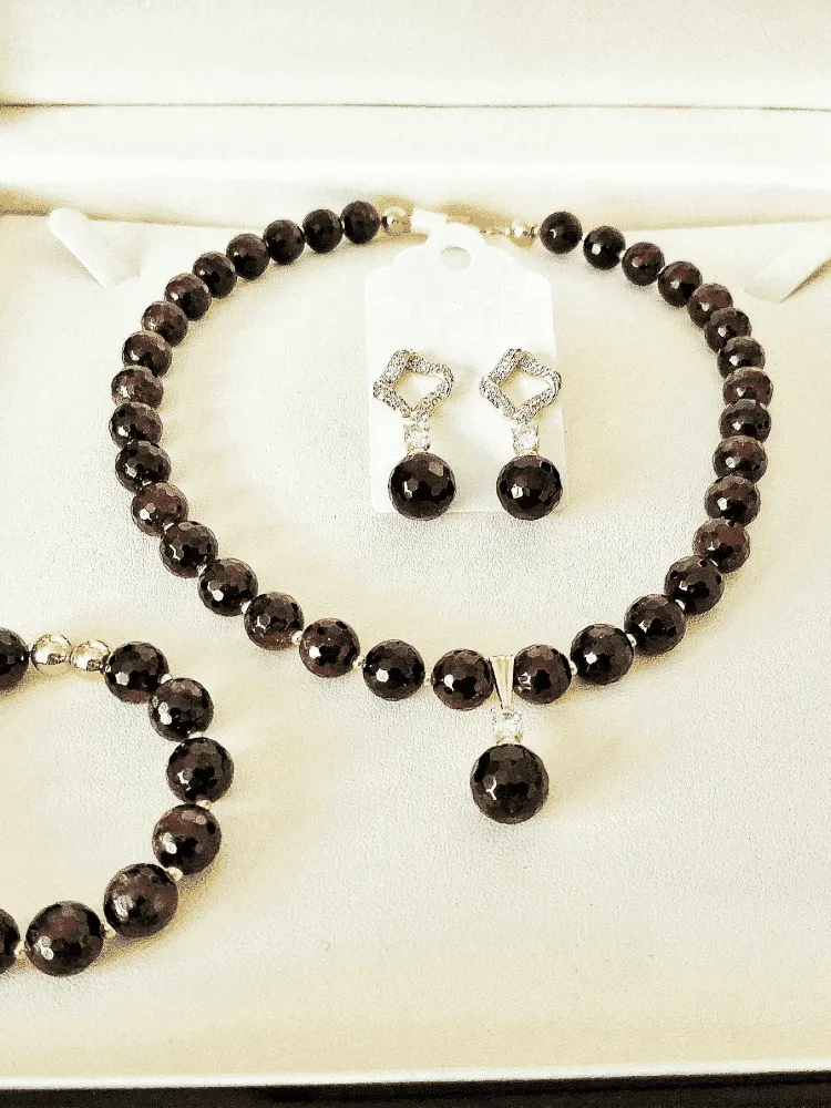 Garnet Gemstone Necklace Set