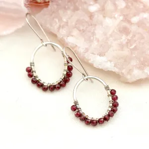 Garnet gemstone oval earrings