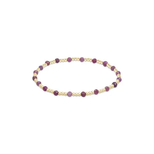 gemstone gold sincerity pattern 3mm bead bracelet - ruby by enewton