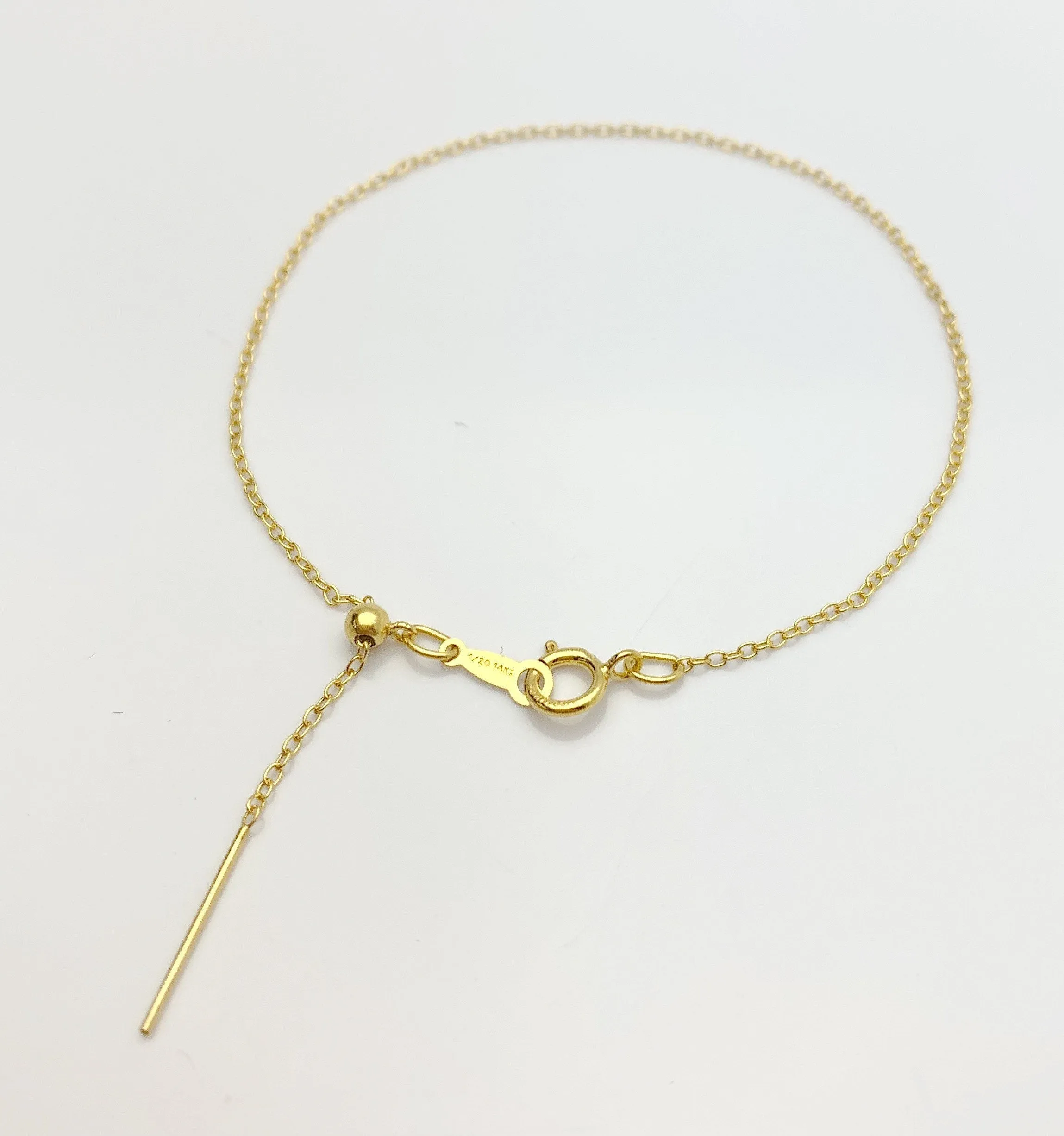 Gold Filled 8” Add a Bead Adjustable Cable Chain Bracelet 1.1mm