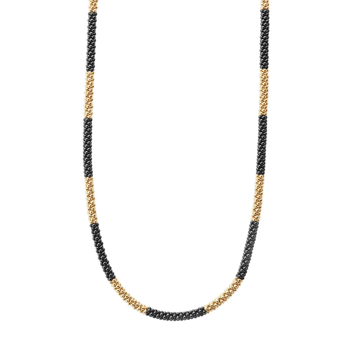 Gold Large Station Ceramic Beaded Necklace