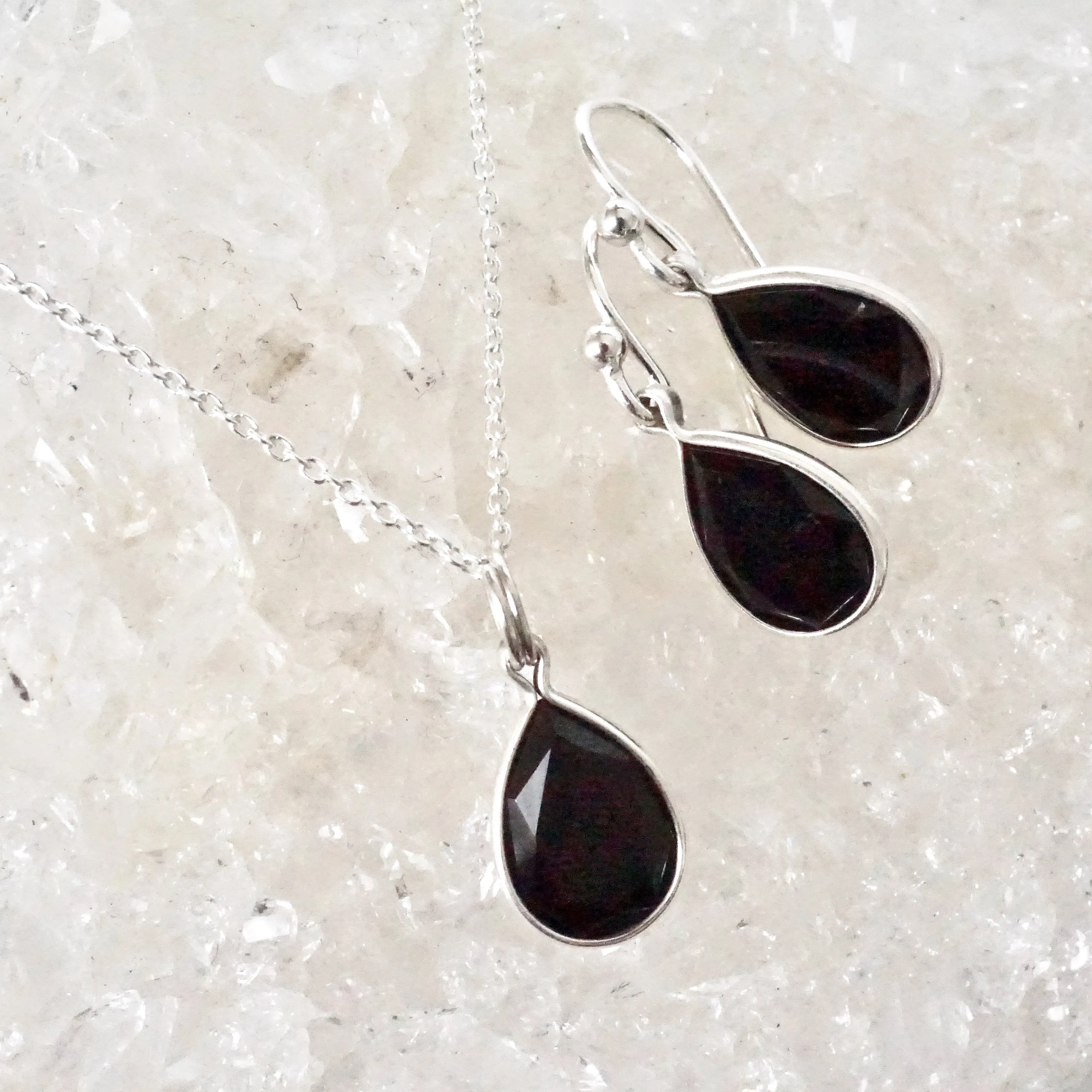 Gold Onyx Earrings - Pear Cut Black Onyx Drop Earrings - Women's Onyx Earrings