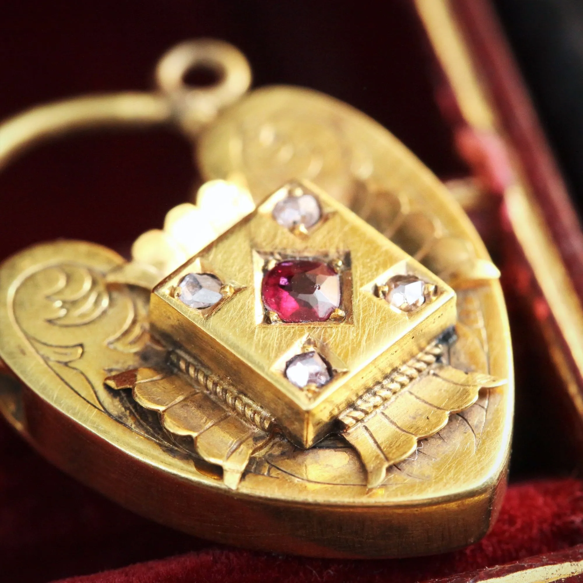 Gorgeous Antique Victorian Ruby & Diamond Padlock