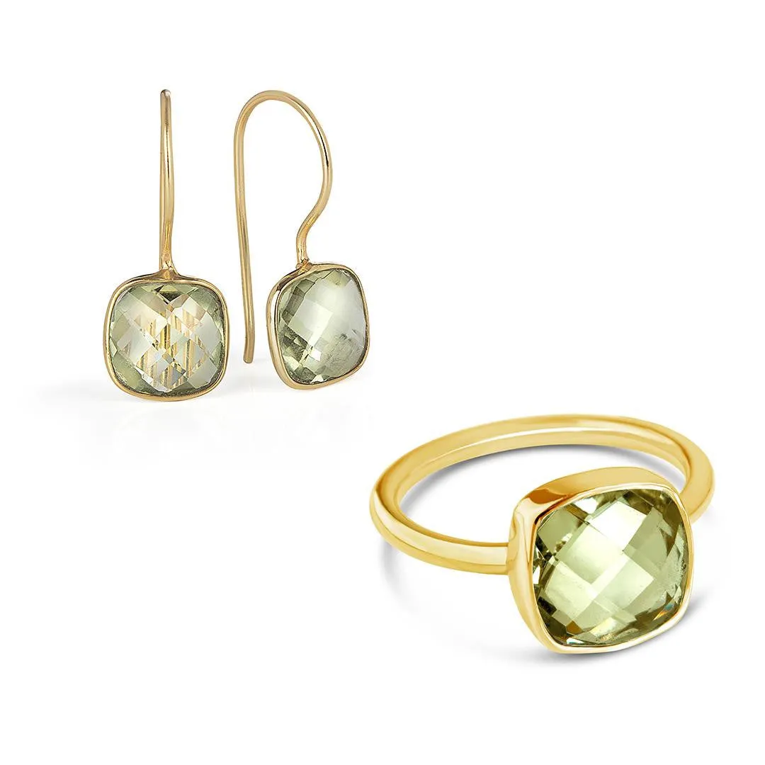 Green Amethyst Cocktail Ring | Gold