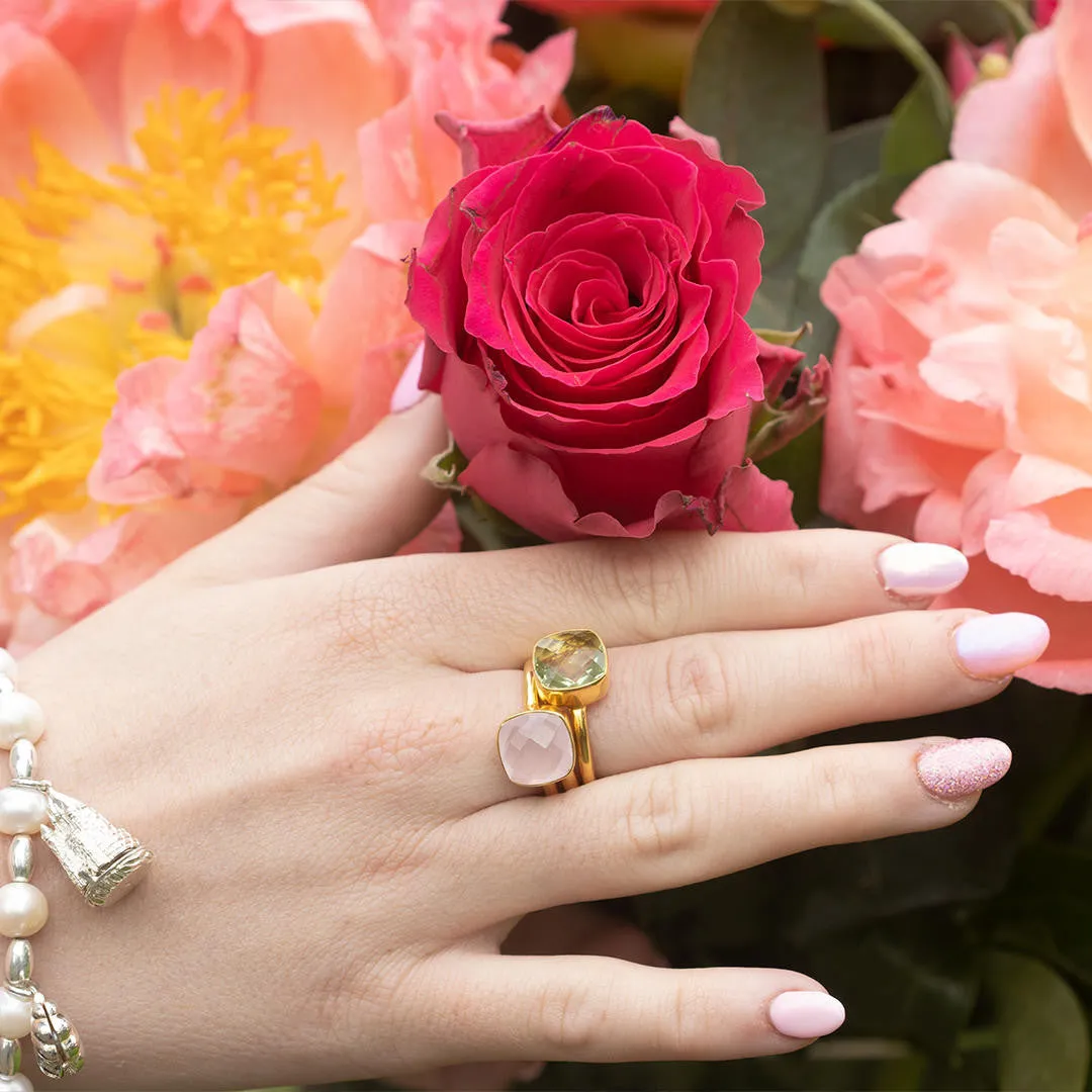 Green Amethyst Cocktail Ring | Gold