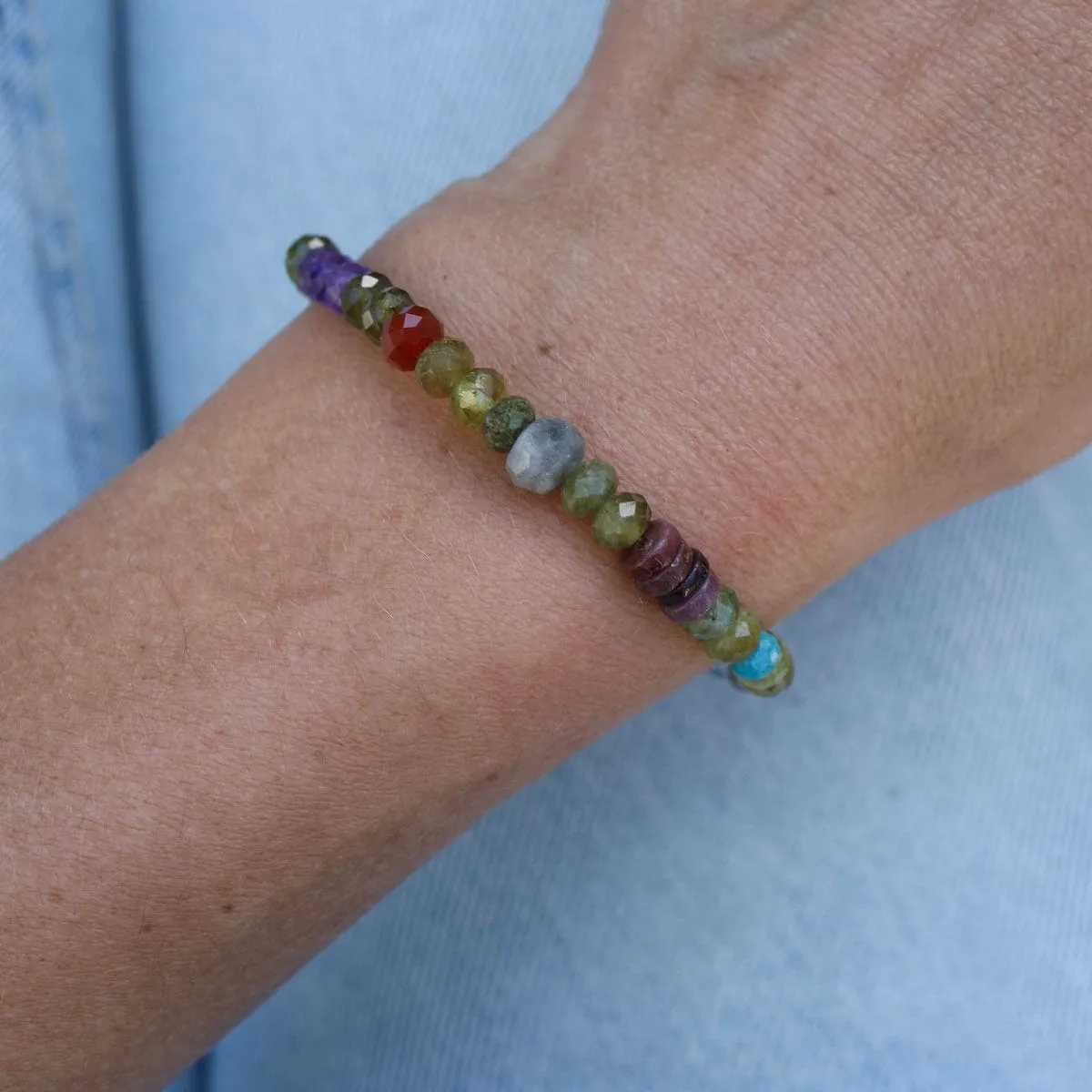 Green Garnet & Labradorite Cube Bracelet