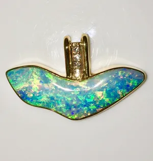 Green  Multi Coloured solid boulder opal pendant