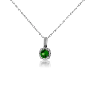 Green Tsavorite Garnet & Diamond Halo Pendant