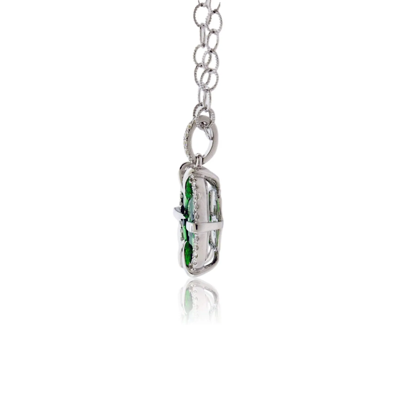 Green Tsavorite Garnet and Diamond Pendant