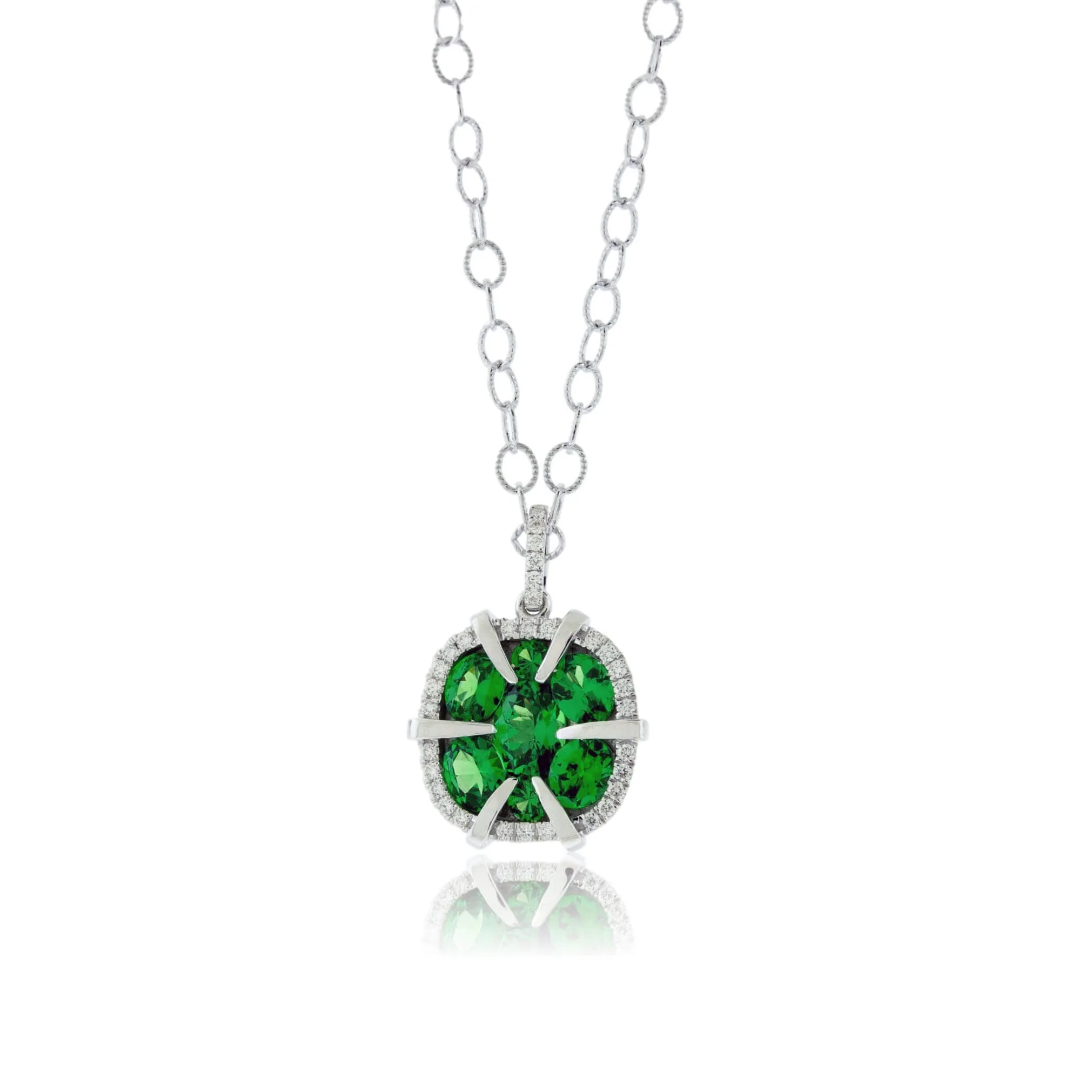 Green Tsavorite Garnet and Diamond Pendant