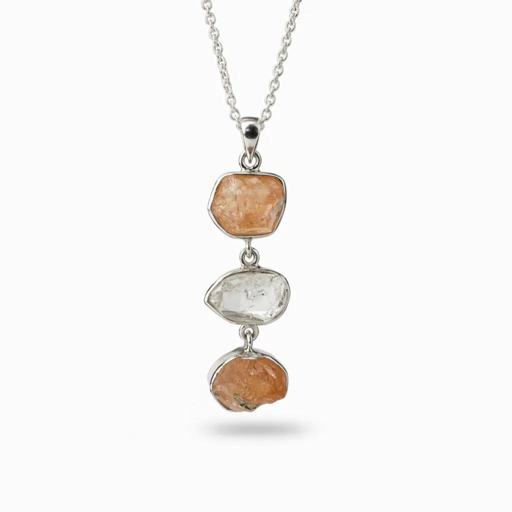 Grossular Garnet & Herkimer Diamond Necklace