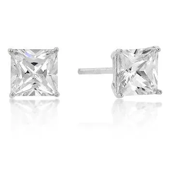 Halsey Princess Cut Stud Earrings – 5mm  | .75ct | Sterling Silver