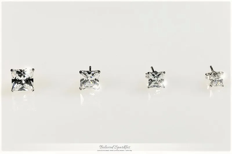 Halsey Princess Cut Stud Earrings – 5mm  | .75ct | Sterling Silver