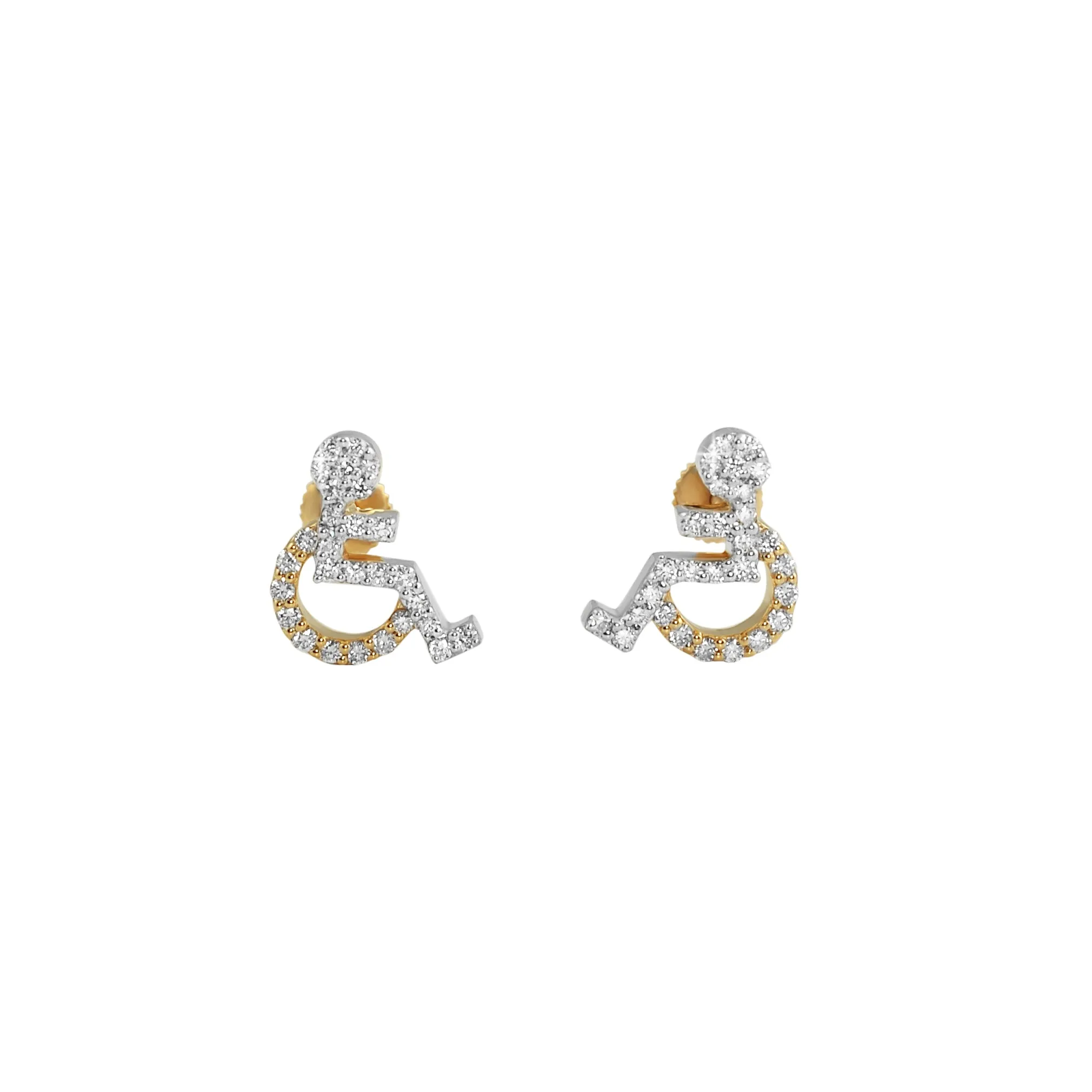 Handicap Diamond Earrings .41cttw 10K Yellow Gold